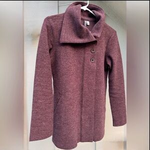 ibex MERINO THE ART OF WOOL SWEATER CARDIGAN JACKET REDWOOD HEATHER BROWN XS EUC